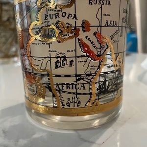 Set of 6 vintage Cera map highball glasses